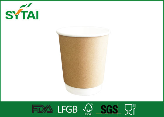 중국 평지를 가진 벽 브라운 2개의 Kraft 종이컵, 격리된 서류상 커피 잔 및 돔 뚜껑 협력 업체