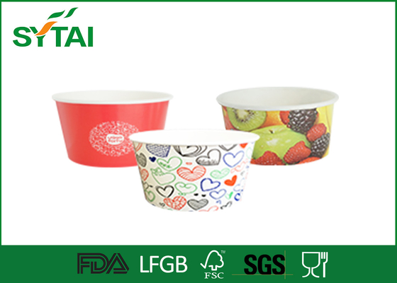 중국 9 온스 로고 인쇄 더블 PE 일회용 종이 아이스크림 컵 / 요구르트 뚜껑 컵 협력 업체