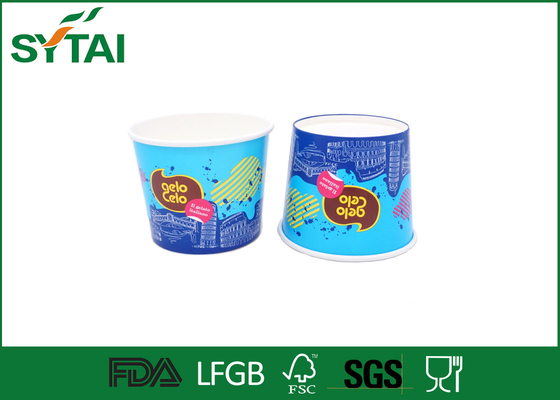 중국 파란 다채로운 서류상 아이스크림 컵은, 생물 분해성 관례 아이스크림 컵을 인쇄했습니다 협력 업체